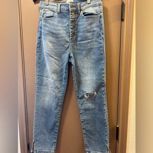 Sneak Peek High Rise Distressed Blue Jeans